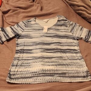 Christopher & Banks Blue/white Print Top